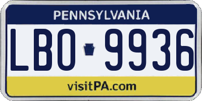 PA license plate LBO9936
