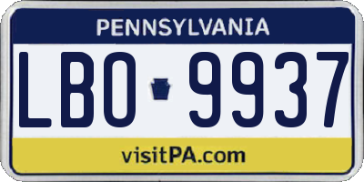 PA license plate LBO9937