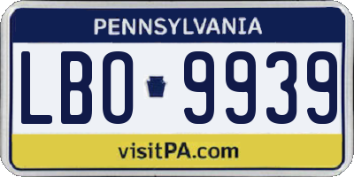 PA license plate LBO9939