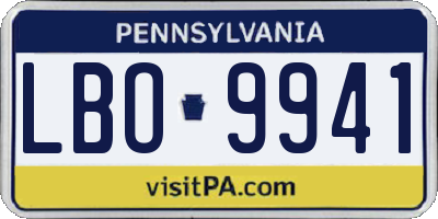 PA license plate LBO9941