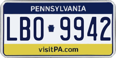 PA license plate LBO9942