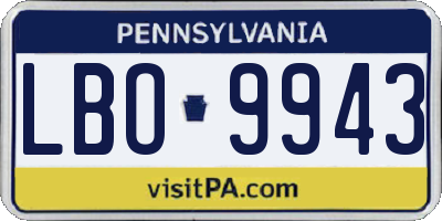 PA license plate LBO9943