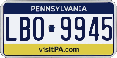 PA license plate LBO9945