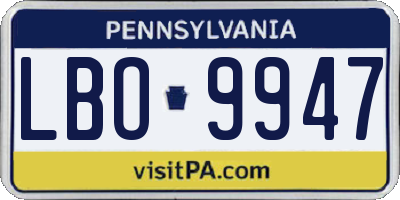 PA license plate LBO9947
