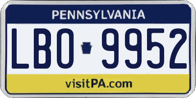 PA license plate LBO9952