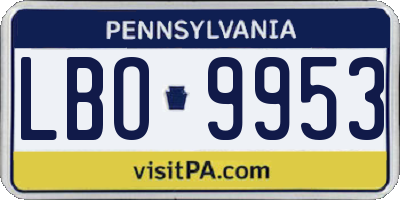 PA license plate LBO9953