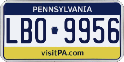 PA license plate LBO9956