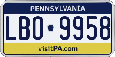 PA license plate LBO9958