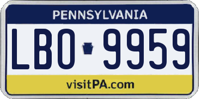 PA license plate LBO9959