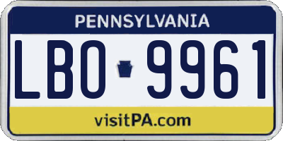 PA license plate LBO9961
