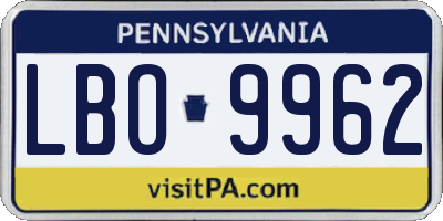 PA license plate LBO9962