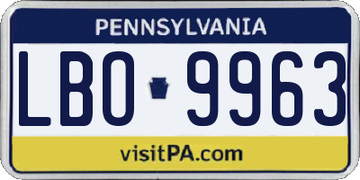 PA license plate LBO9963