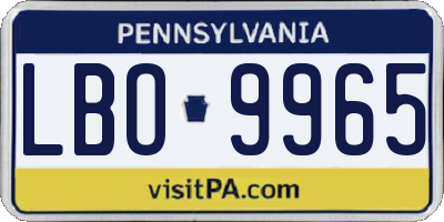 PA license plate LBO9965