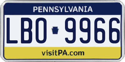 PA license plate LBO9966