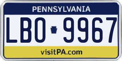 PA license plate LBO9967