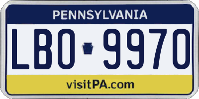 PA license plate LBO9970