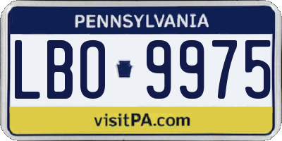 PA license plate LBO9975