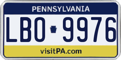 PA license plate LBO9976