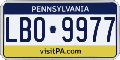PA license plate LBO9977