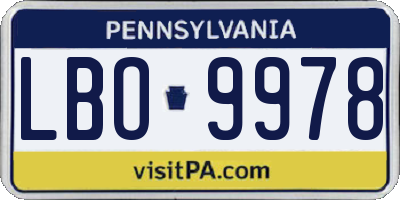 PA license plate LBO9978