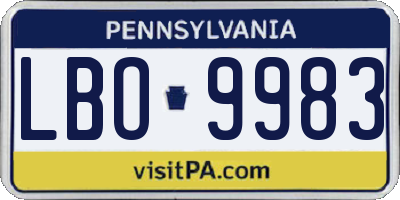 PA license plate LBO9983