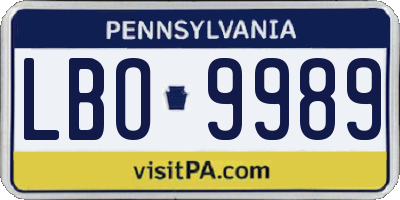 PA license plate LBO9989