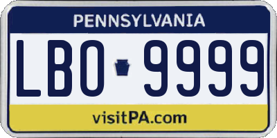 PA license plate LBO9999
