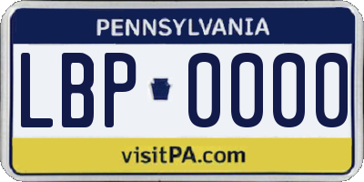 PA license plate LBP0000