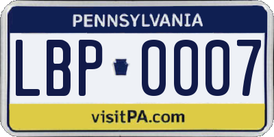 PA license plate LBP0007