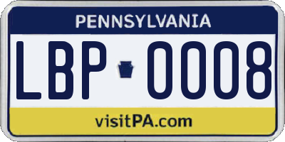 PA license plate LBP0008