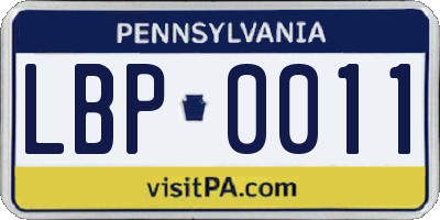 PA license plate LBP0011