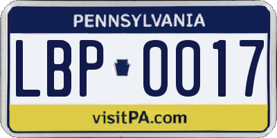 PA license plate LBP0017