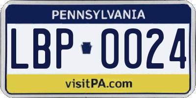 PA license plate LBP0024