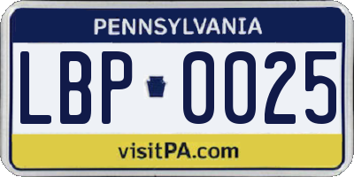 PA license plate LBP0025