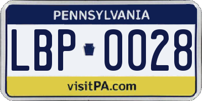 PA license plate LBP0028
