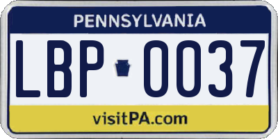 PA license plate LBP0037