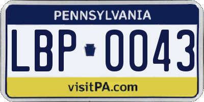 PA license plate LBP0043