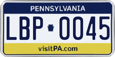 PA license plate LBP0045