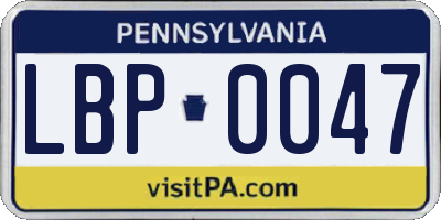 PA license plate LBP0047