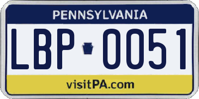 PA license plate LBP0051