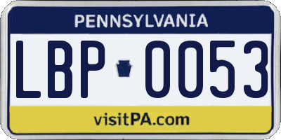 PA license plate LBP0053