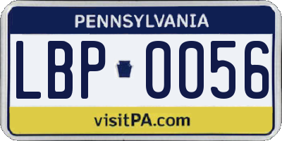 PA license plate LBP0056