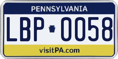 PA license plate LBP0058