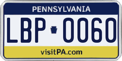 PA license plate LBP0060