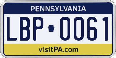 PA license plate LBP0061