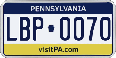 PA license plate LBP0070