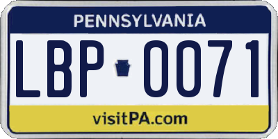 PA license plate LBP0071