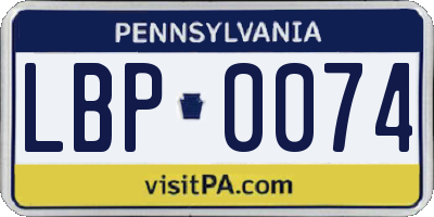 PA license plate LBP0074