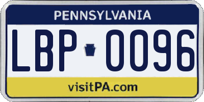 PA license plate LBP0096