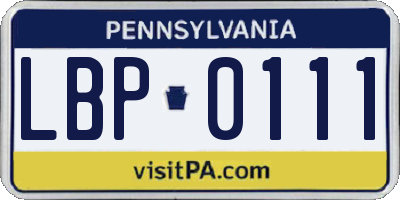 PA license plate LBP0111